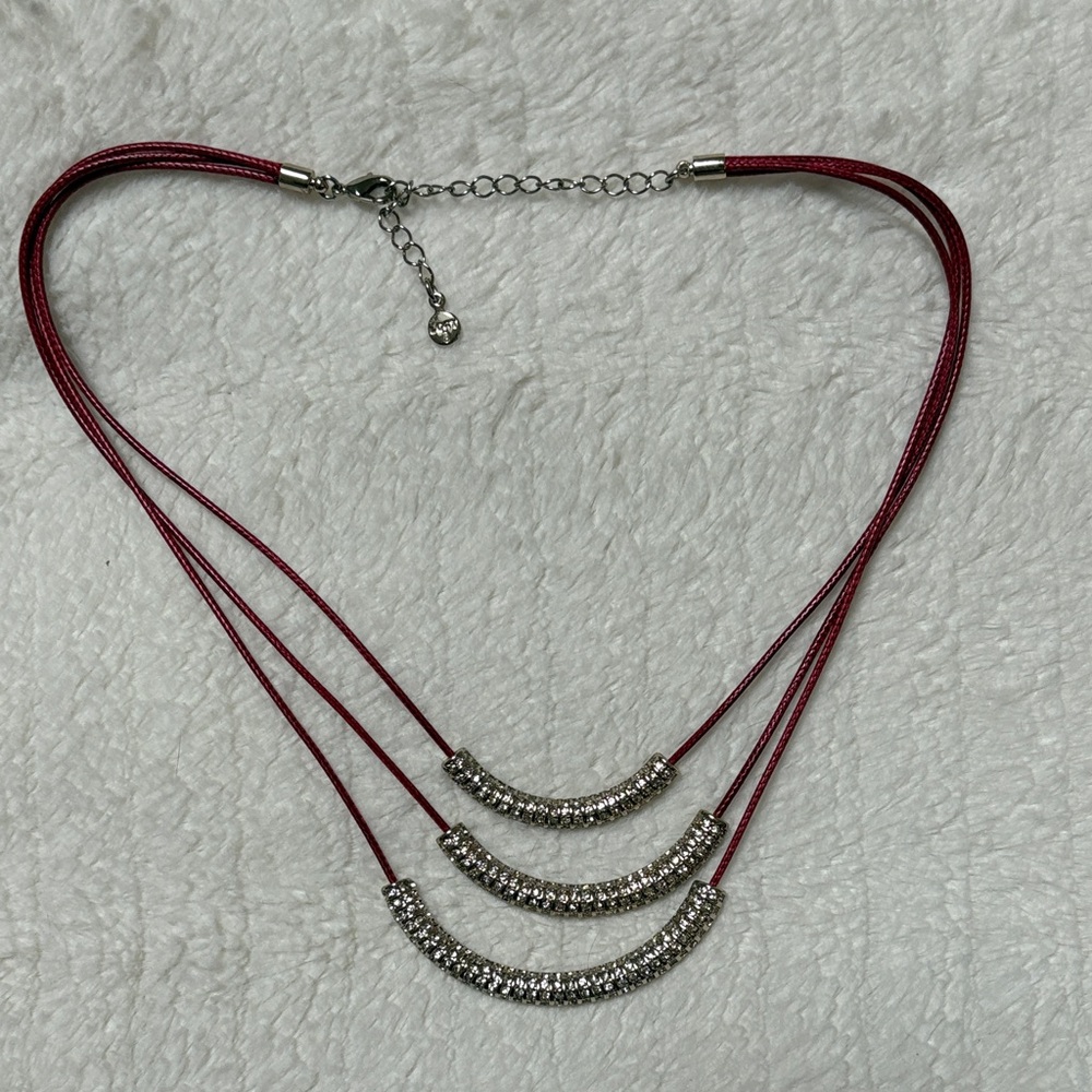 LOFT Elegant Red and Silver Gold Necklace